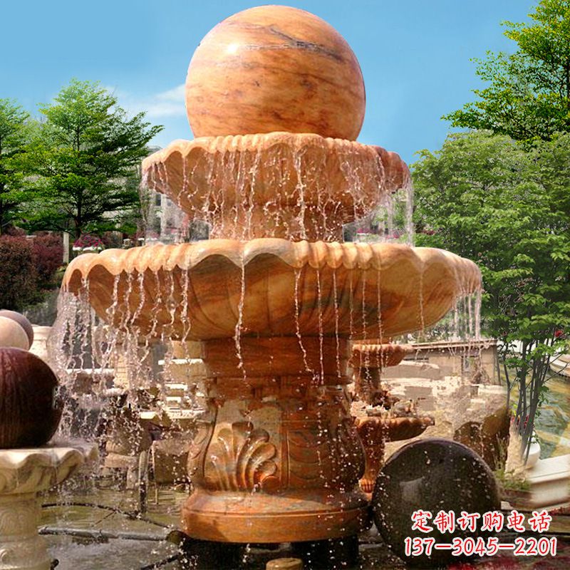 泰安花岗岩石雕喷泉风水球