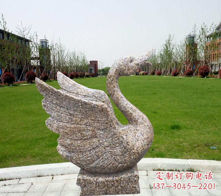 泰安花岗岩石刻喷水天鹅雕塑