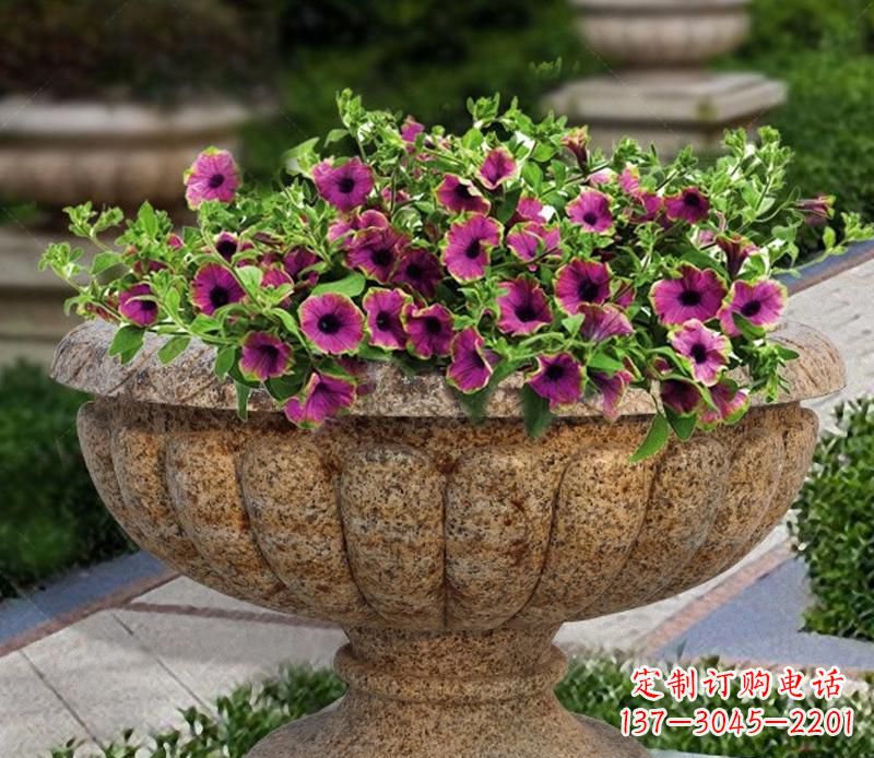 泰安花岗岩小区景观花盆雕塑,添彩美化景观