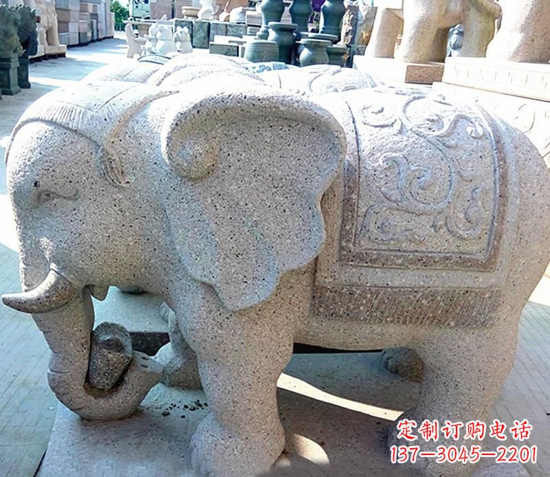 泰安花岗岩元宝大象石雕,雕刻古典且充满质感