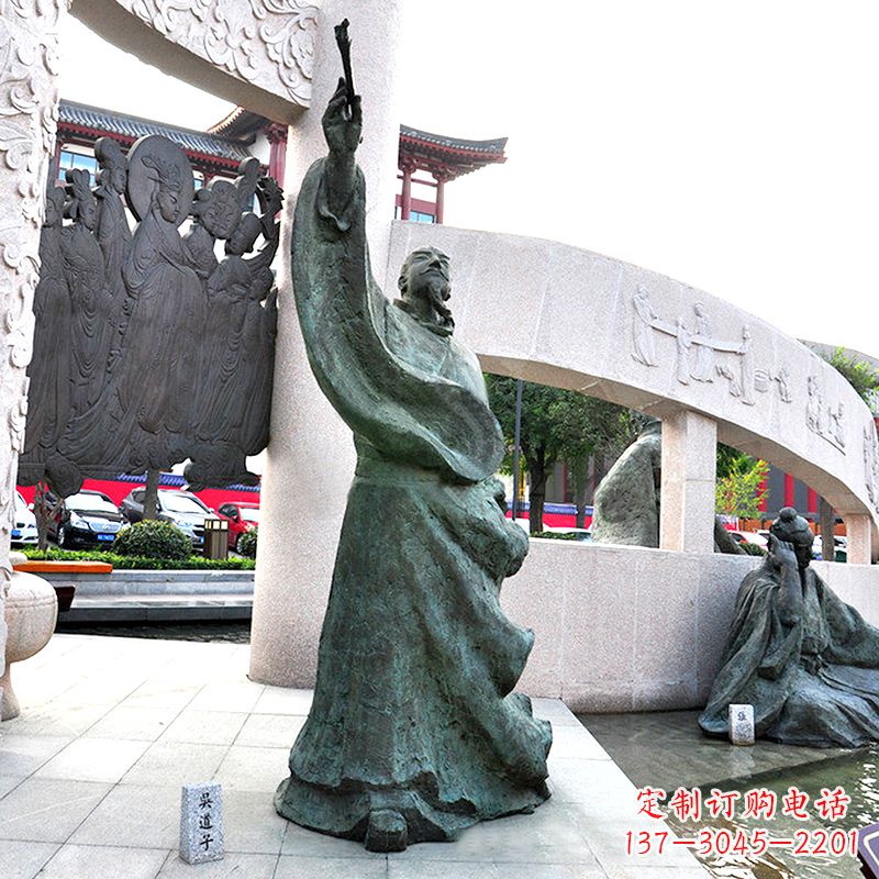 泰安中领雕塑:仿古吴道子铜雕像