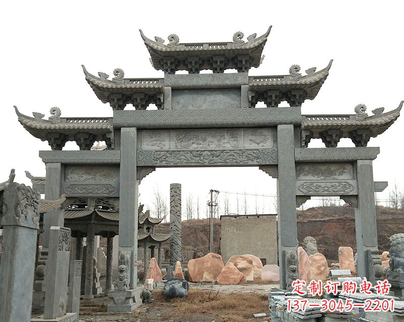 泰安黄冈石雕牌坊--专业定制牌坊雕塑