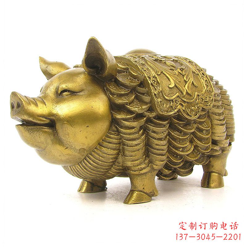 泰安黄铜金猪招财雕塑摆件-企业商场风水招财动物美陈