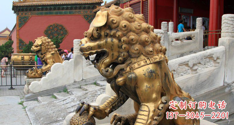 泰安黄铜狮子故宫狮雕塑,高端定制艺术品