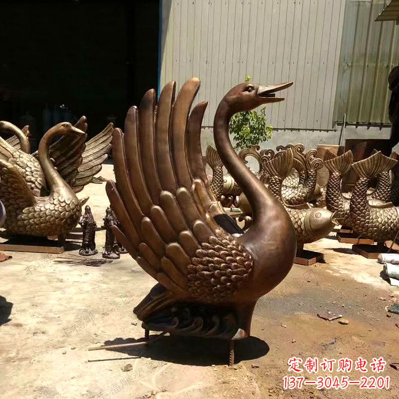 泰安精美黄铜天鹅雕塑中领雕塑的精美黄铜天鹅雕…
