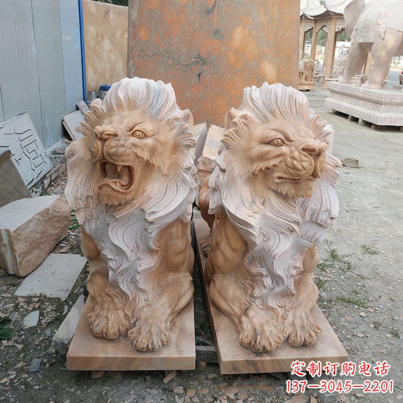 泰安风格多样的狮子雕塑