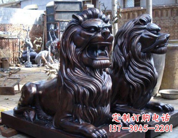 泰安浓郁艺术气息的精美铜雕狮子