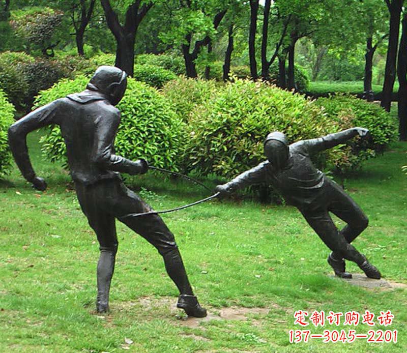泰安击剑运动员铜雕