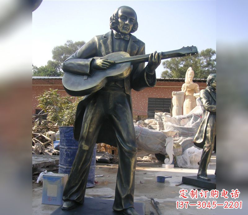 泰安吉他演奏人物景观铜雕