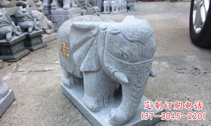 泰安中领雕塑-大象门口石雕