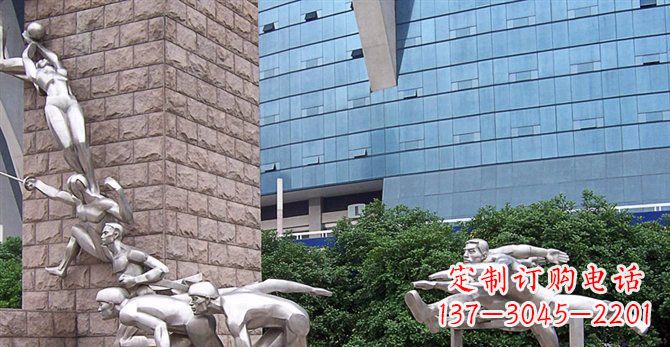 泰安街边不锈钢运动员人物雕塑
