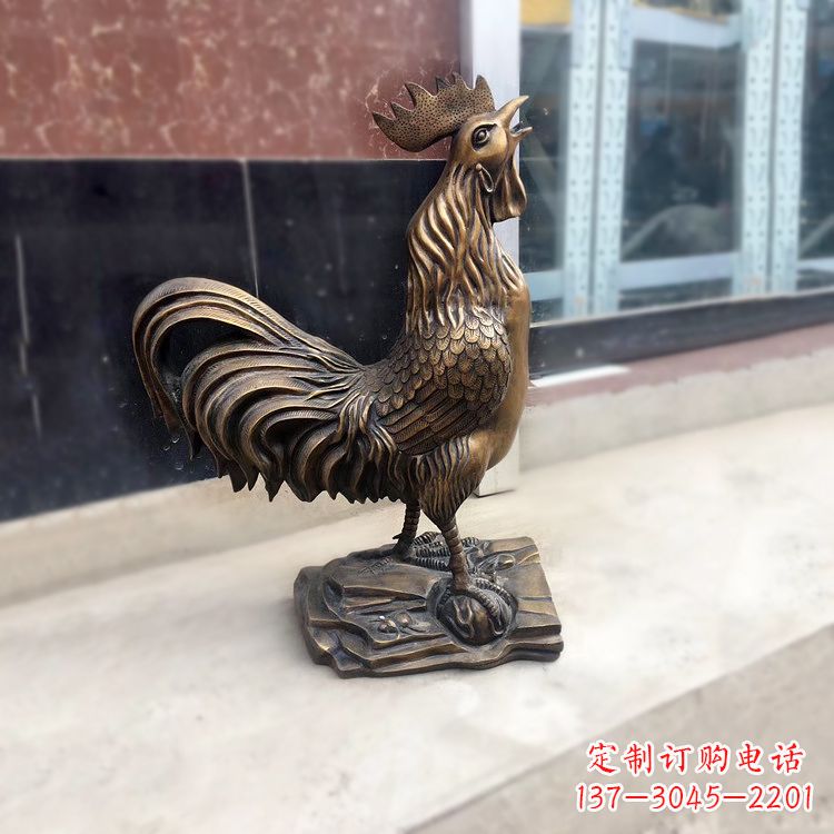 泰安金鸡报晓生肖动物纯铸铜雕塑