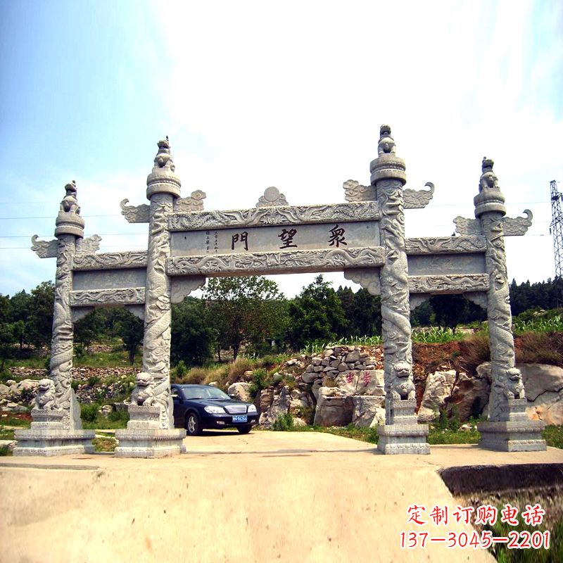 泰安景区大门华表牌坊石雕