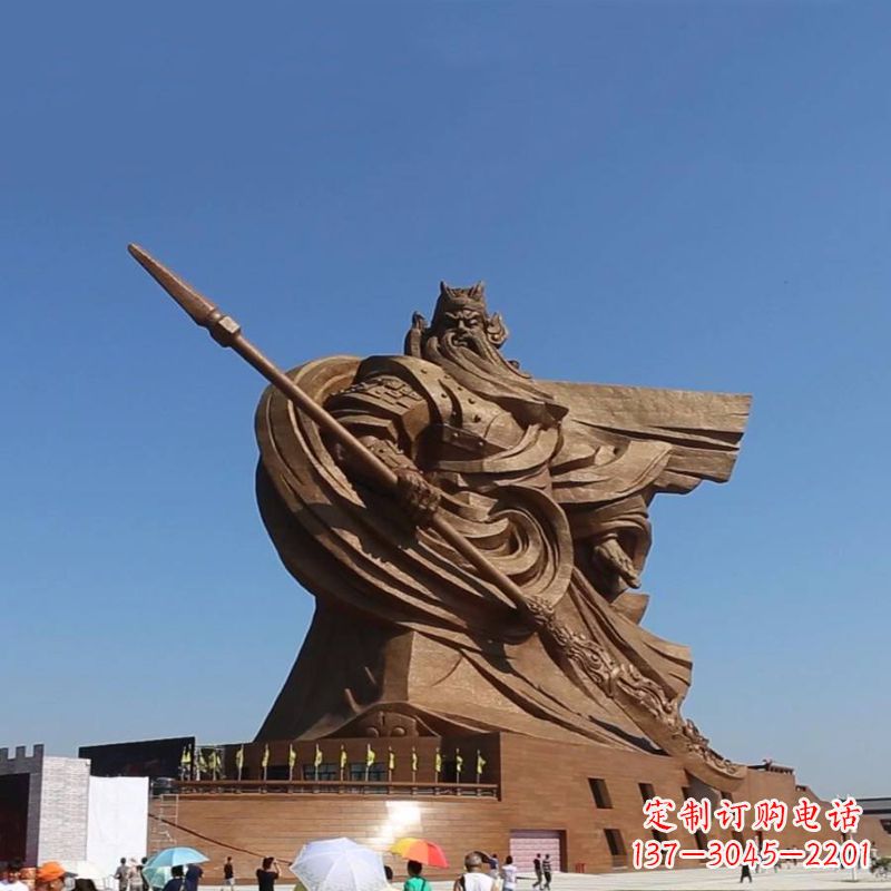泰安景区大型历史名人铸铜武圣关公景观雕塑