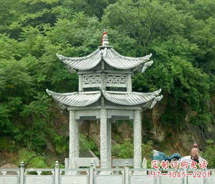 泰安景区仿古双层石凉亭石雕