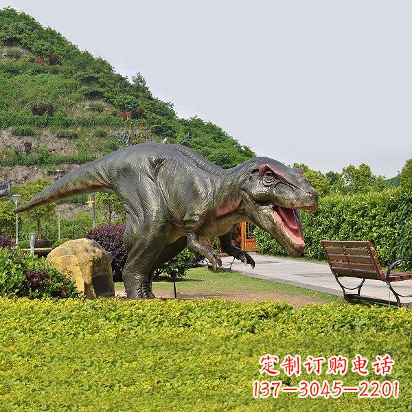 泰安景区仿真动物仿真霸王龙玻璃钢恐龙雕塑
