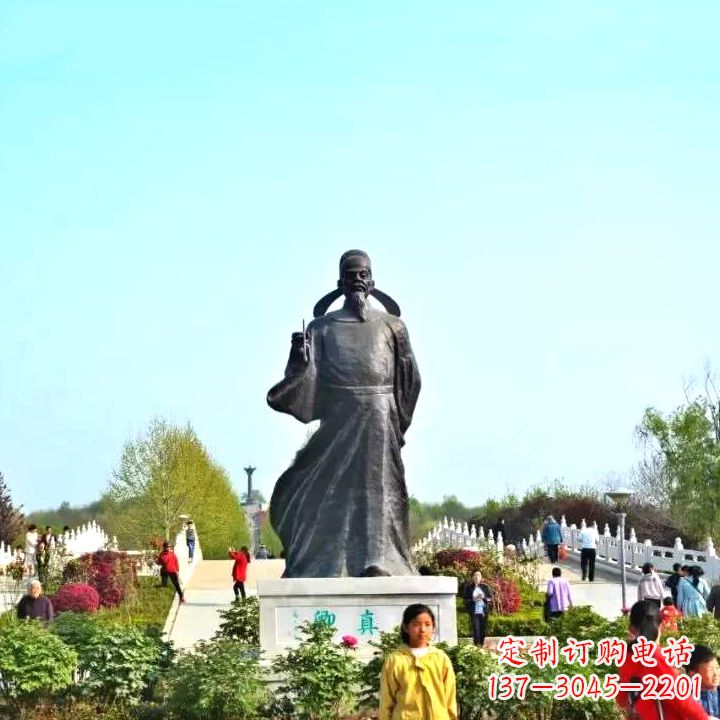 泰安景区公园历史名人唐朝著名书法大家颜真卿景观铜雕塑像