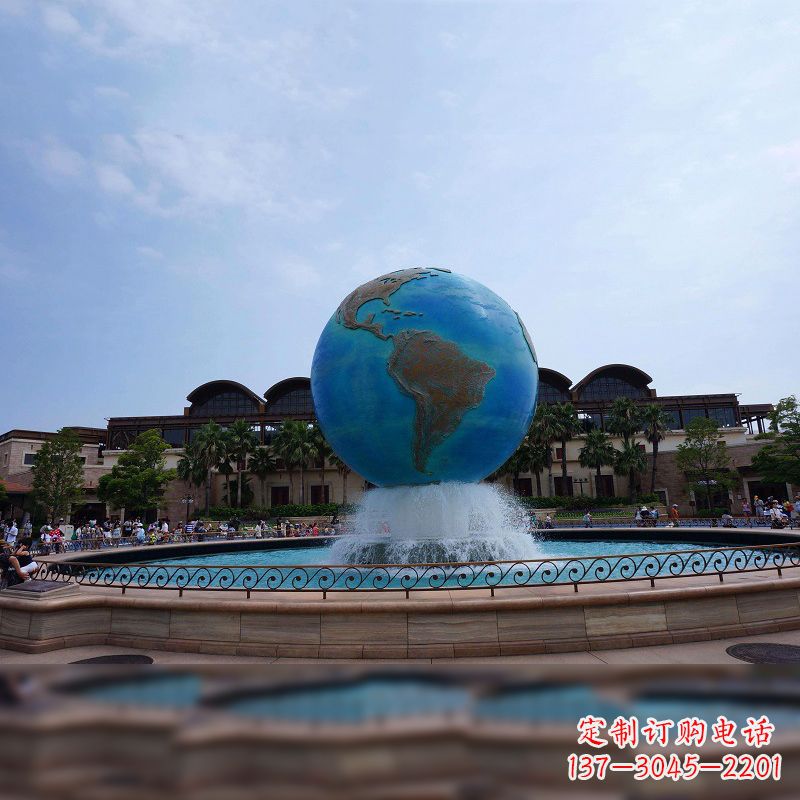 泰安视觉奇景,不锈钢水景喷泉地球仪雕塑