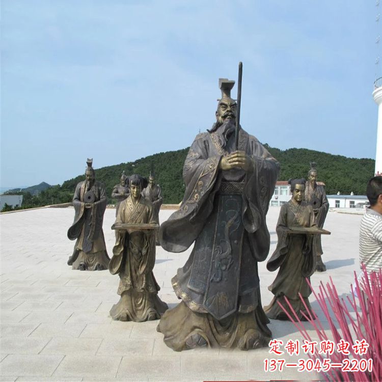 泰安景区广场秦始皇祭祀铜雕情景小品雕塑