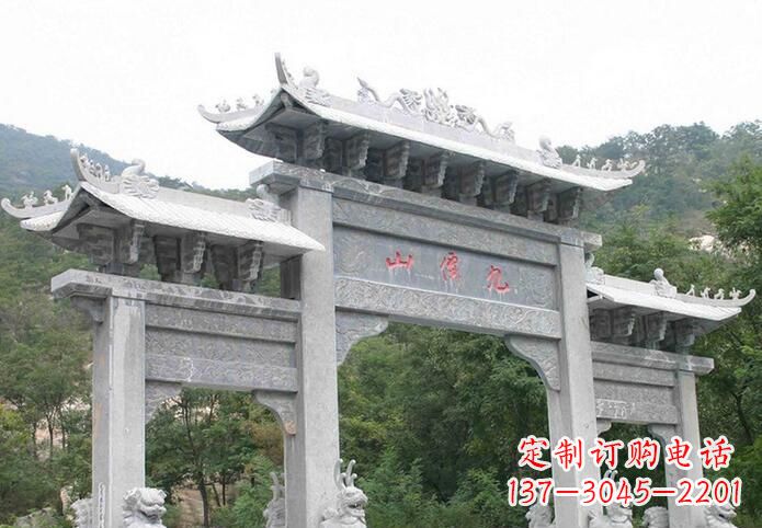 泰安景区三门仿古牌坊石雕