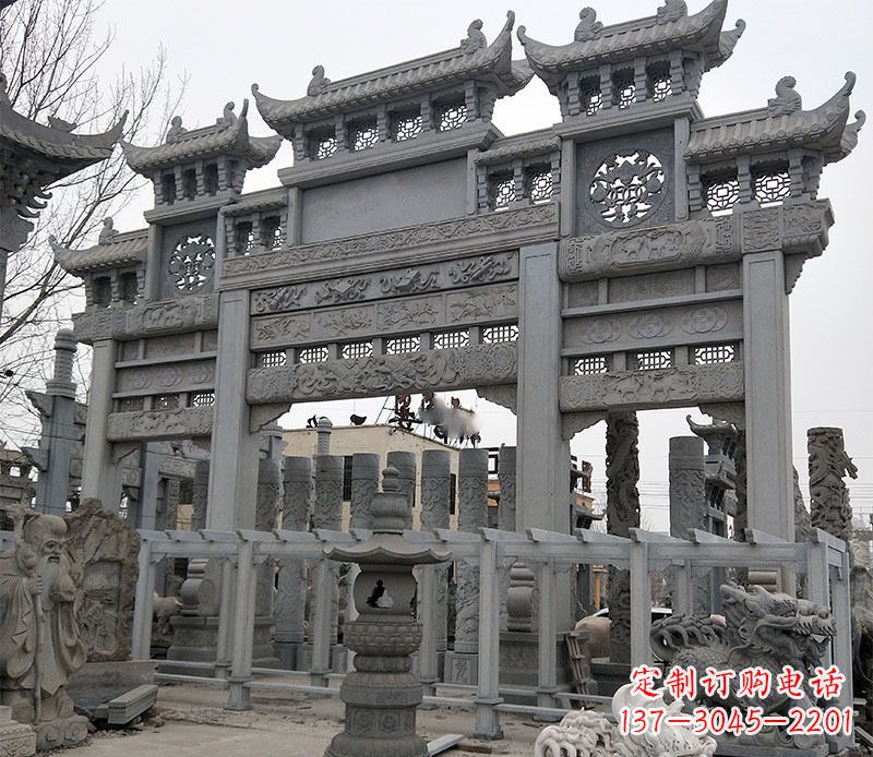 泰安京中领雕塑:牌坊石雕定制