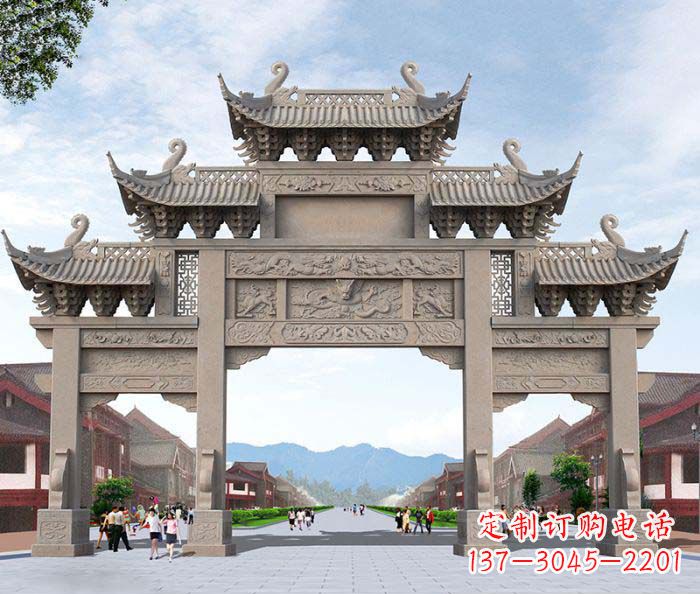 泰安景区三门石雕牌楼 (3)