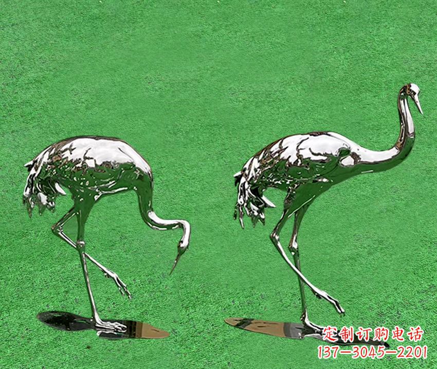 泰安精美镜面不锈钢动物鹤雕塑