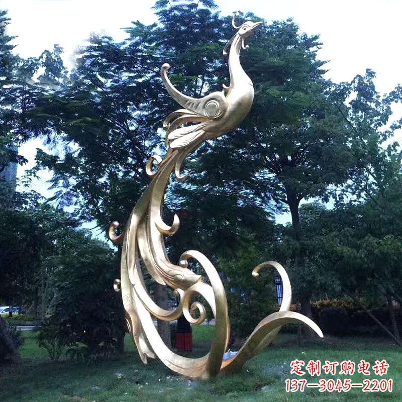 泰安精美镜面不锈钢凤凰雕塑