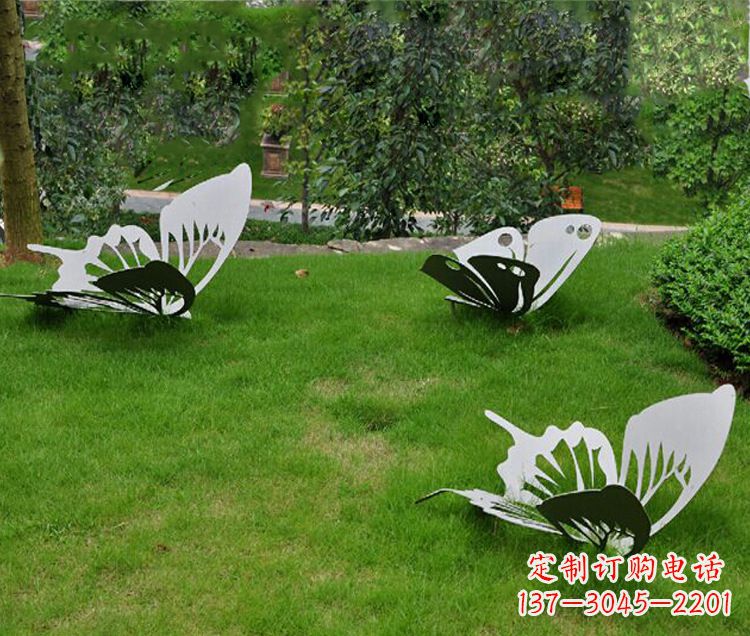 泰安镜面不锈钢蝴蝶公园草坪动物雕塑摆件