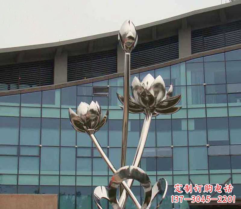 泰安优质镜面不锈钢荷花塑像
