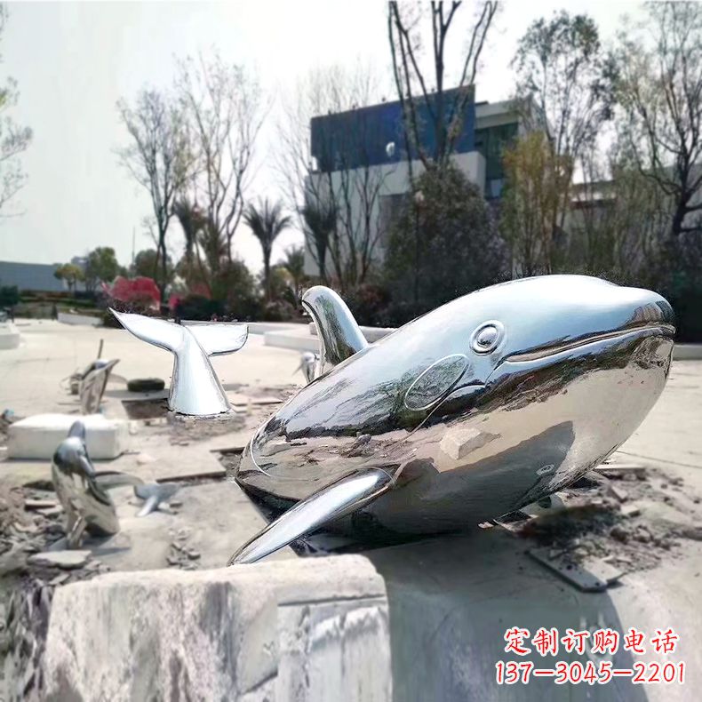 泰安奇特美观的镜面不锈钢鲸鱼雕塑