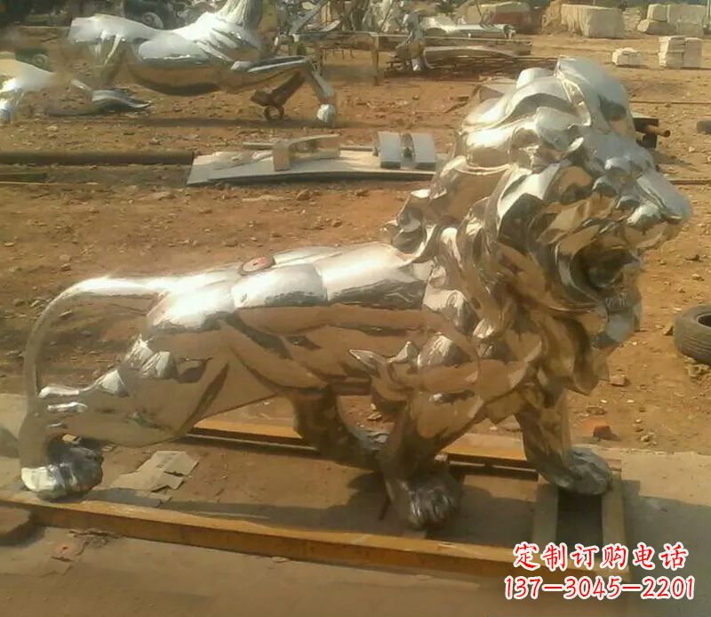 泰安一缕金光,精致的镜面不锈钢狮子雕塑