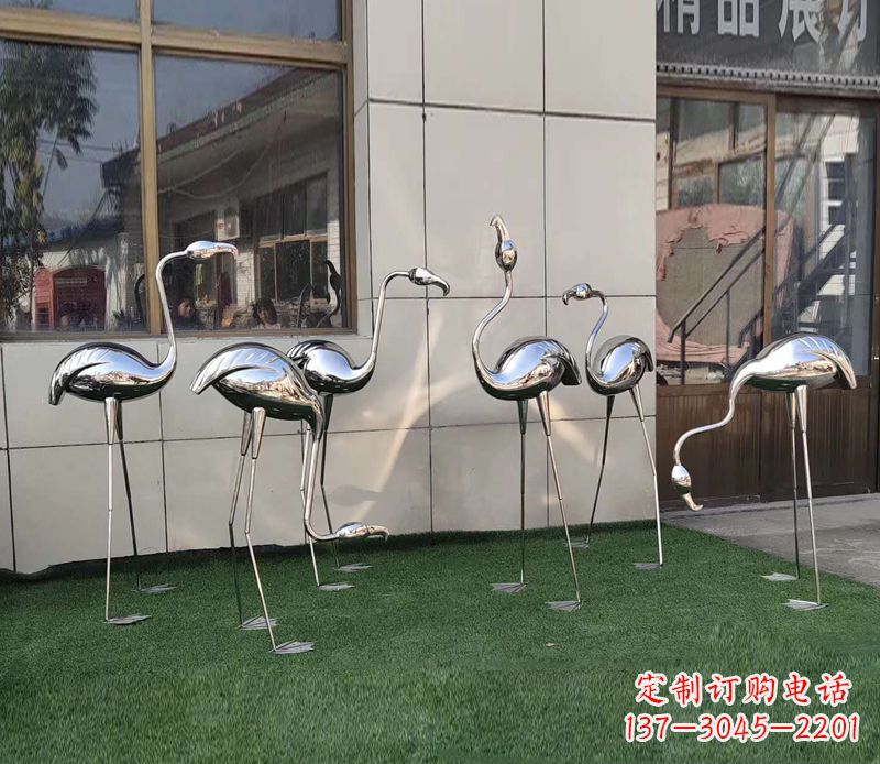 泰安优雅古典的镜面不锈钢仙鹤雕塑