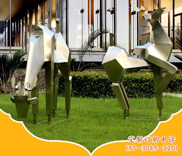泰安镜面福鹿不锈钢雕塑