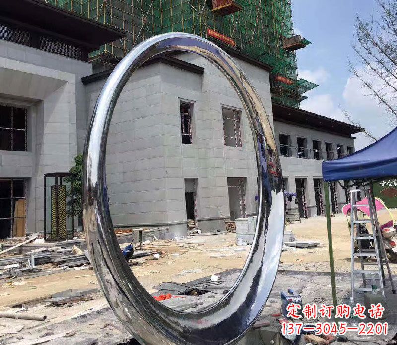 泰安镜面圆环不锈钢雕塑112