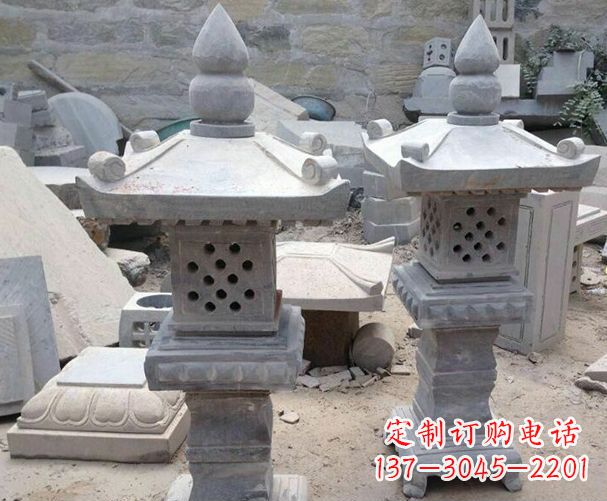 泰安酒店景观镂空石灯石雕