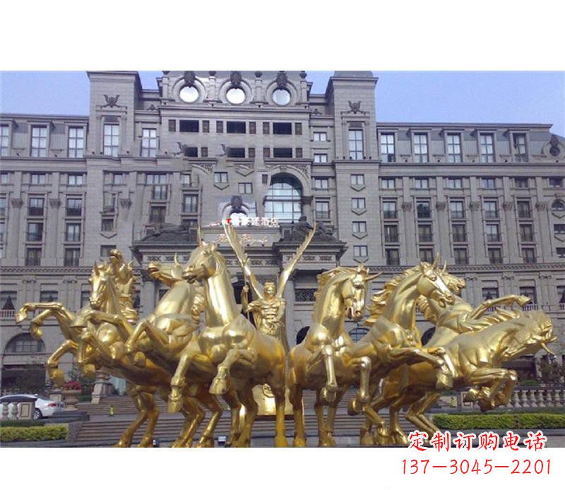 泰安酒店门口阿波罗战车景观铜雕
