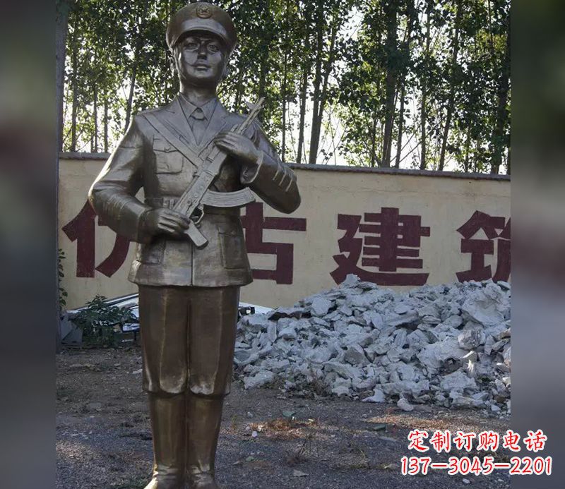 泰安精美纪念,战士铜雕——中领雕塑