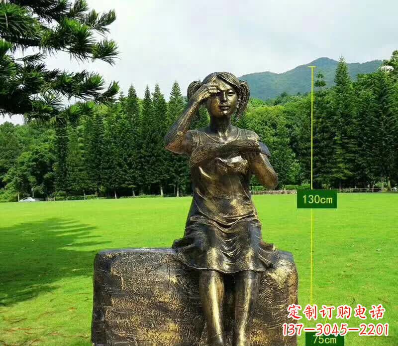 泰安精美的女孩铜雕塑,展现活力与青春