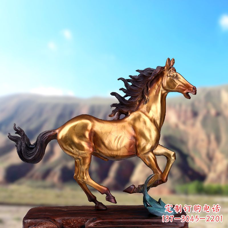 泰安烤漆铜动物雕塑,精美马雕