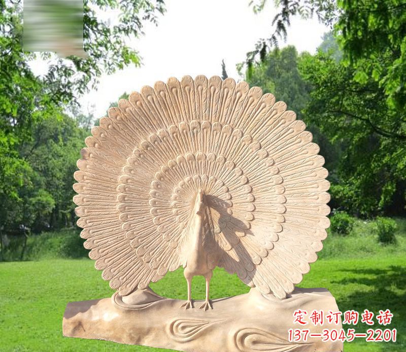 泰安欣赏孔雀美感的石雕公园雕塑