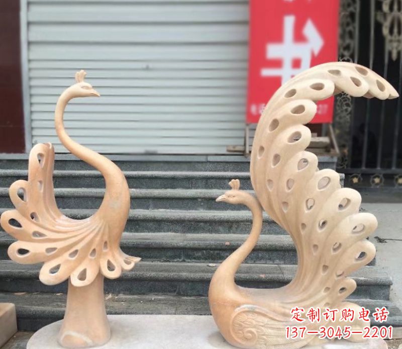 泰安孔雀石雕园林景观摆件