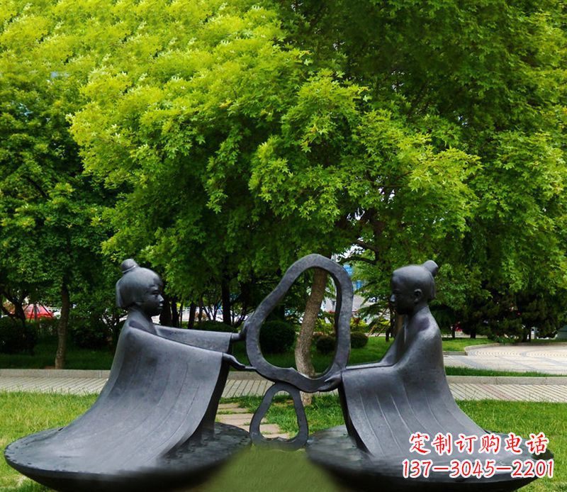 泰安孔融让梨公园铜雕