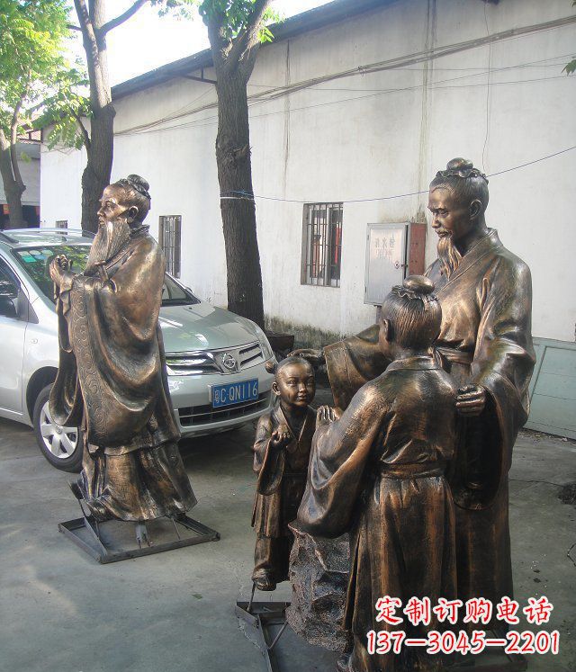 泰安孔融让梨雕塑,创造出完美的校园景观