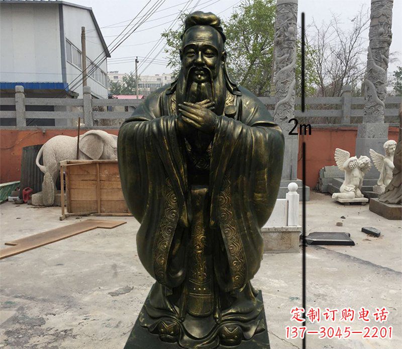 泰安荣誉传承,孔子铜雕精美艺术品