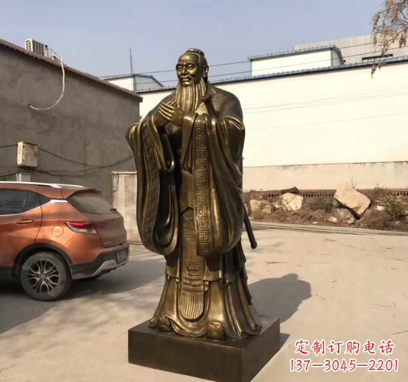 泰安孔子名人铜雕