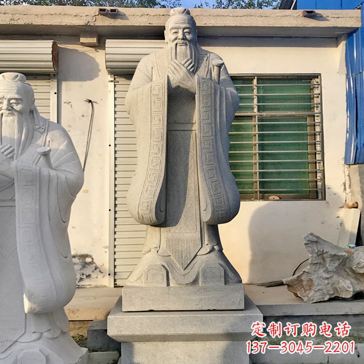 泰安用砂岩浮雕铸造大师级精美孔子雕塑