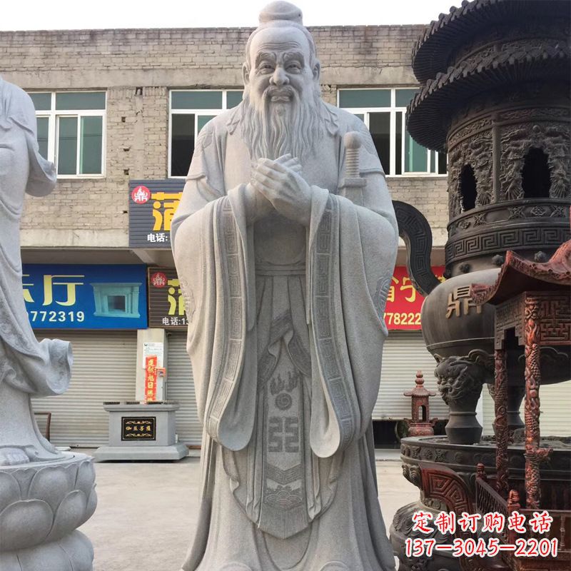 泰安传承古典,精美绝伦的孔子石雕头像