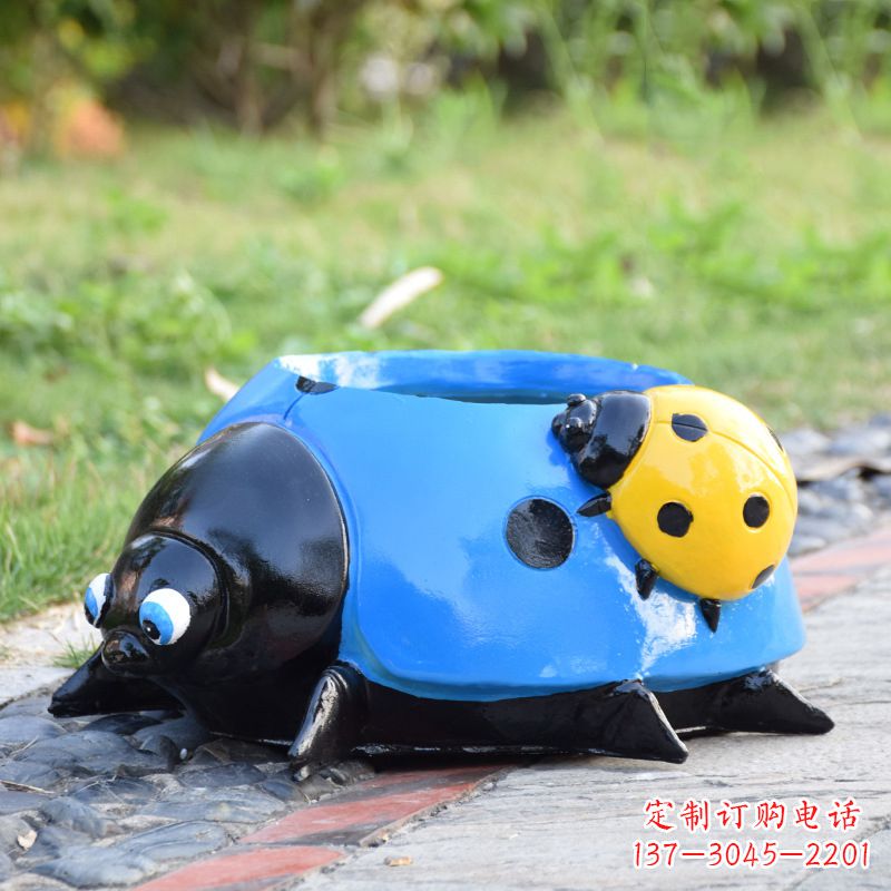 泰安蓝色玻璃钢七星瓢虫花盆