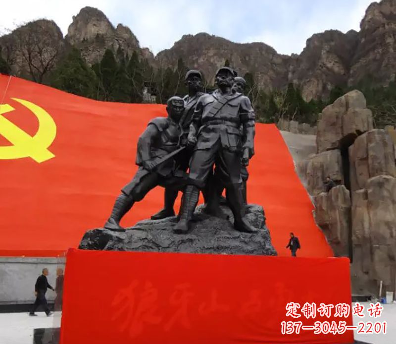 泰安狼牙山五壮士烈士铜雕,永载革命先烈光辉